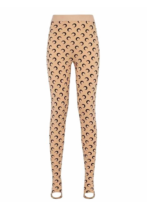 leggins moon printed jersey donna beige e neri MARINE SERRE | WPA111ACJER0001TA10